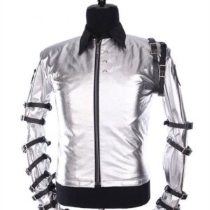 Michael Jackson Bad Tour Grey Satin Jacket