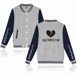 Xxxtentacion Baseball Uniform Broken Heart Gray Wool Jacket