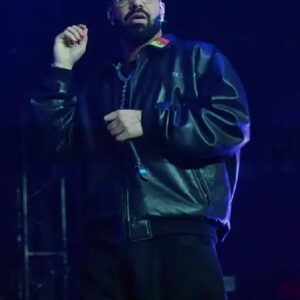 Aubrey Drake Graham Song Search And Rescue Black Leather Bomber Jacket