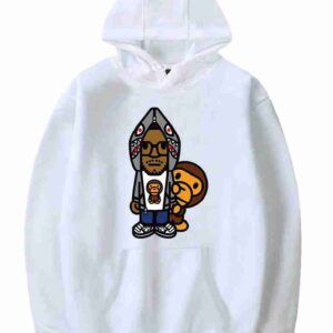 Kid Cudi Bape White Fleece Hoodie