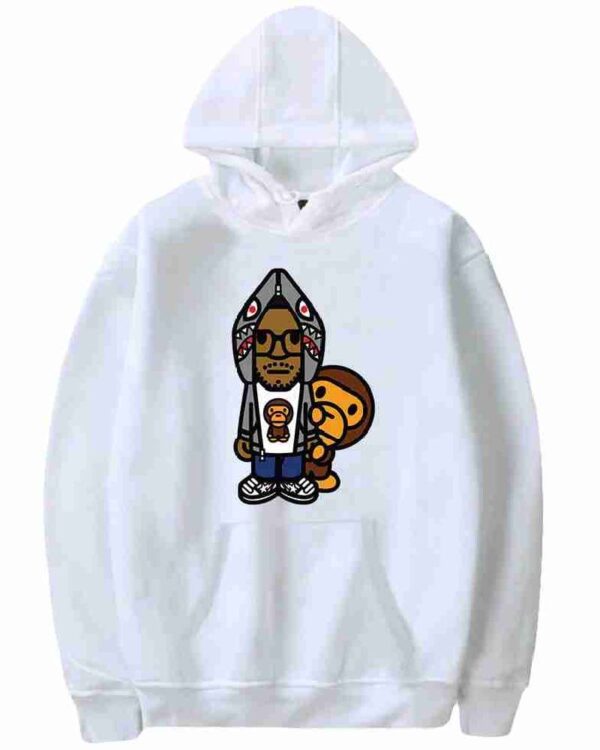 Kid Cudi Bape White Fleece Hoodie