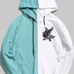 Lil Peep Crybaby Half Colored Blue & White Wool Hoodie