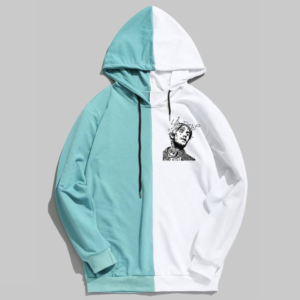 Lil Peep Graphic Half Colored Blue Wool Hoodie