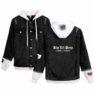 Lil Peep Rip Black Denim Buttoned Jacket