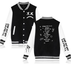 Lil Peep Sad Face Baseball Wool Jacket