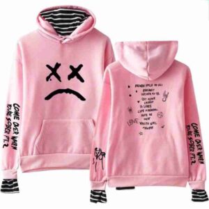 Lil Peep Sad Face Pink Hoodie