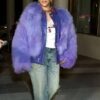 Rihanna Big Bird Purple Fur Jacket