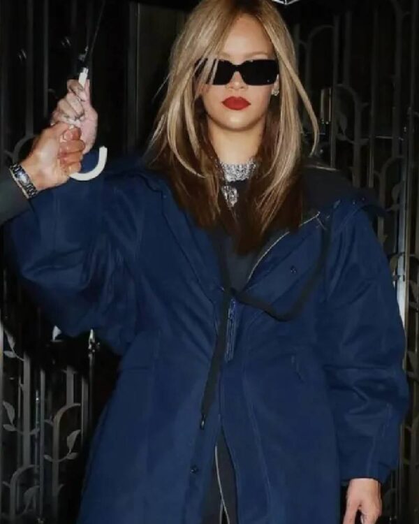 Rihanna Blue Long Coat