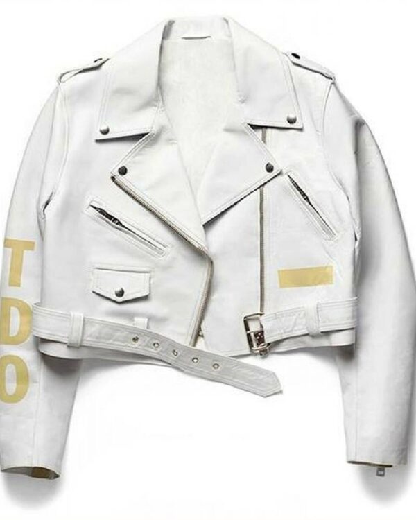 Rihanna White Leather Jacket