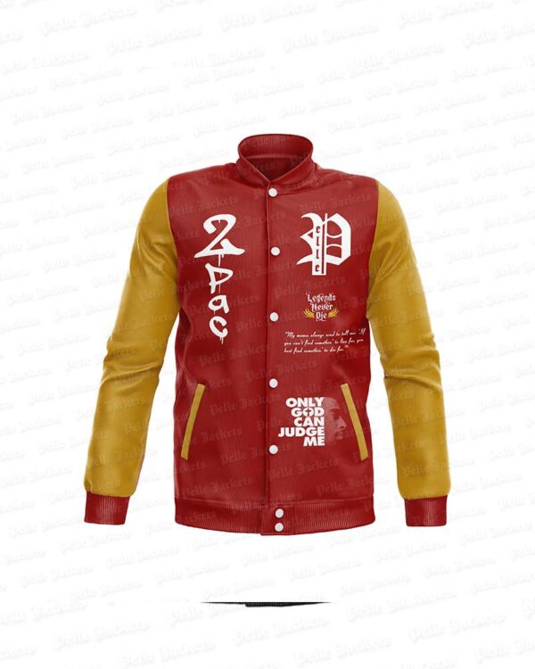 Tupac Legends Never Die Red Varsity Jacket