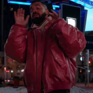 Drake What’s Next Red Leather Bomber Jacket