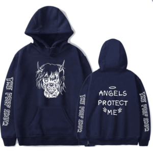 Lil Peep Angel Protect Me Blue Wool Hoodie