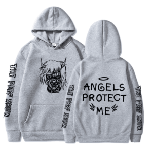 Lil Peep Angel Protect Me Gray Wool Hoodie