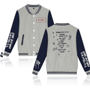 Lil Peep Hellboy Baseball Gray Wool Jacket