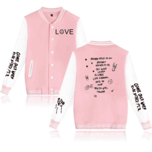 Lil Peep Love Baseball Pink Jacket