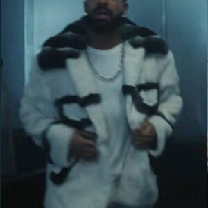 Drake First Person Shooter White Fur Jacket