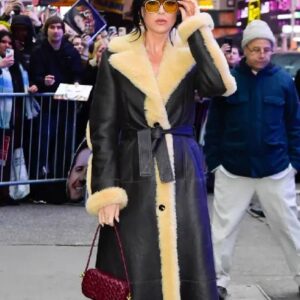 Katy Perry Good Morning America Studios Shearling Leather Coat