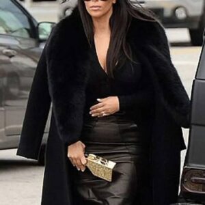 Kim Kardashian American Actress Black Fur Coat