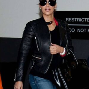 Kim Kardashian Black Leather Jacket