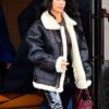 Kim Kardashian Bomber Shearling Leather Jacket