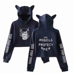 Lil Peep Angels Protect Me Crop Navy Blue Top