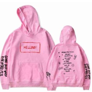 Lil Peep Hellboy Pink Wool Hoodie