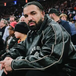 Drake Knicks Game Vintage Bomber Black Leather Jacket