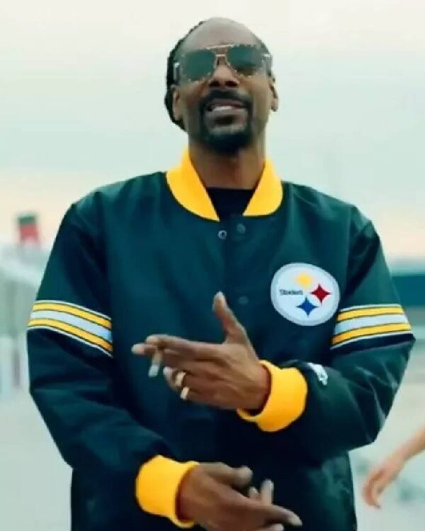 Buy Back In The Game Snoop Dogg Steelers Black Varsity Bomber Jacket