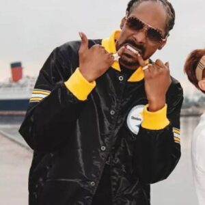 Buy Back In The Game Snoop Dogg Steelers Black Varsity Bomber Jacket